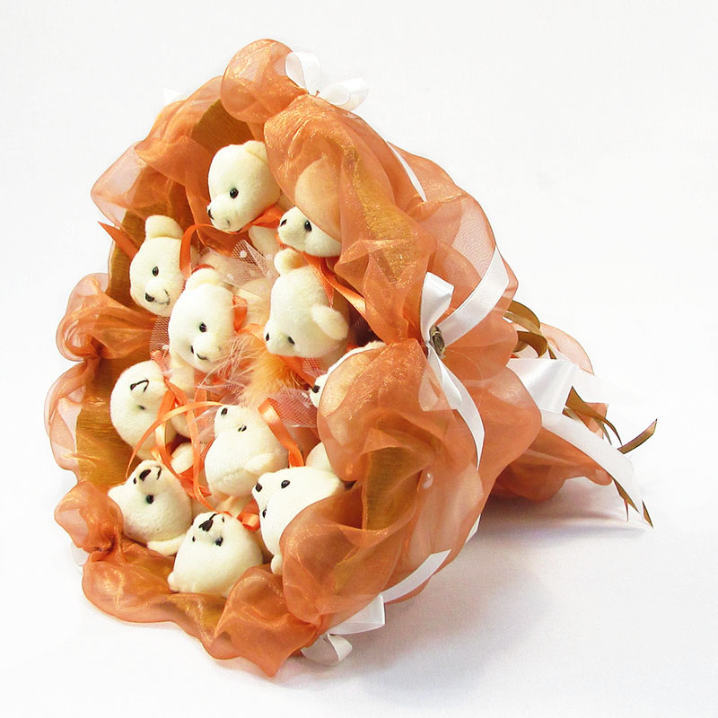 Букет з іграшок Ведмедики 11 теракотовий 